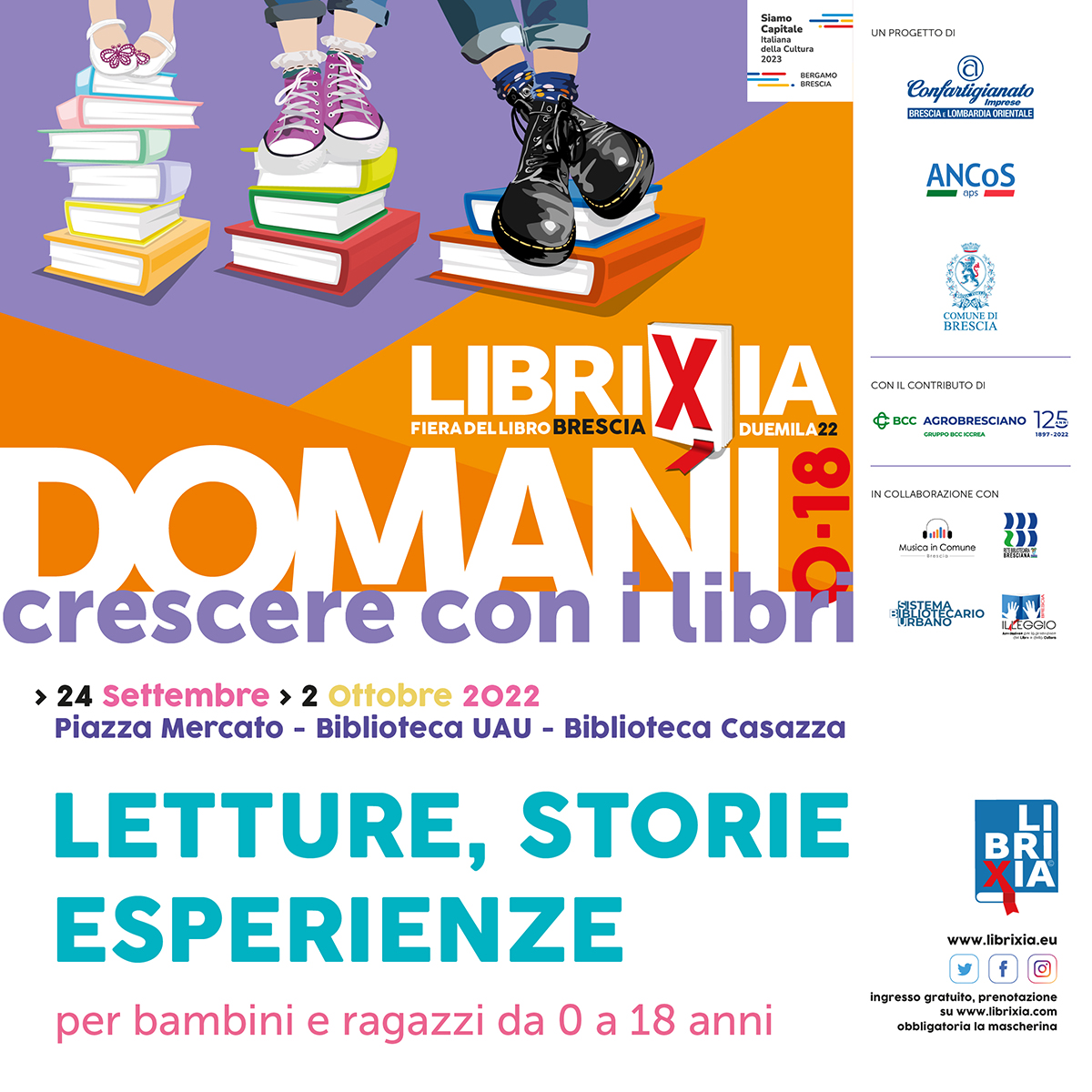 Quest'anno <a href="/librixia/">Librixia</a> rilancia... e raddoppia con "𝐋𝐈𝐁𝐑𝐈𝐗𝐈𝐀 𝐃𝐎𝐌𝐀𝐍𝐈 - 𝐈𝐥 𝐕𝐢𝐚𝐠𝐠𝐢𝐨 𝐝𝐢 𝐮𝐧 𝐟𝐨𝐠𝐥𝐢𝐨 𝐝𝐢 𝐂𝐚𝐫𝐭𝐚" dedicata ai giovani lettori con laboratori, iniziative, incontri 0 - 18 anni!
librixia.eu/librixia-doman… 
#librixiadomani #crescereconilibri