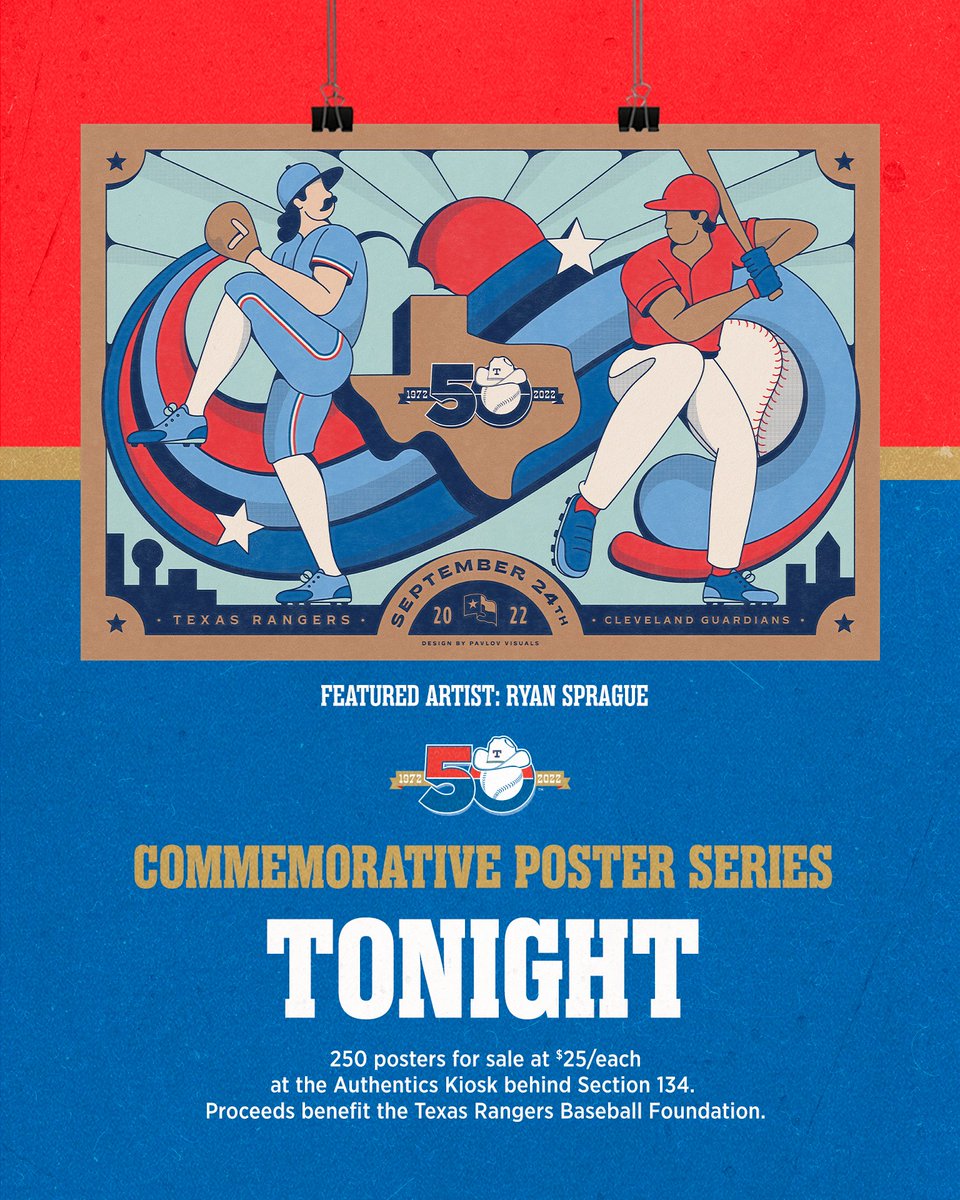 Rangers's tweet photo. Our final poster series design drops tonight.

RT to enter to win or pick one up this evening! https://t.co/n6UKFbuqSP
