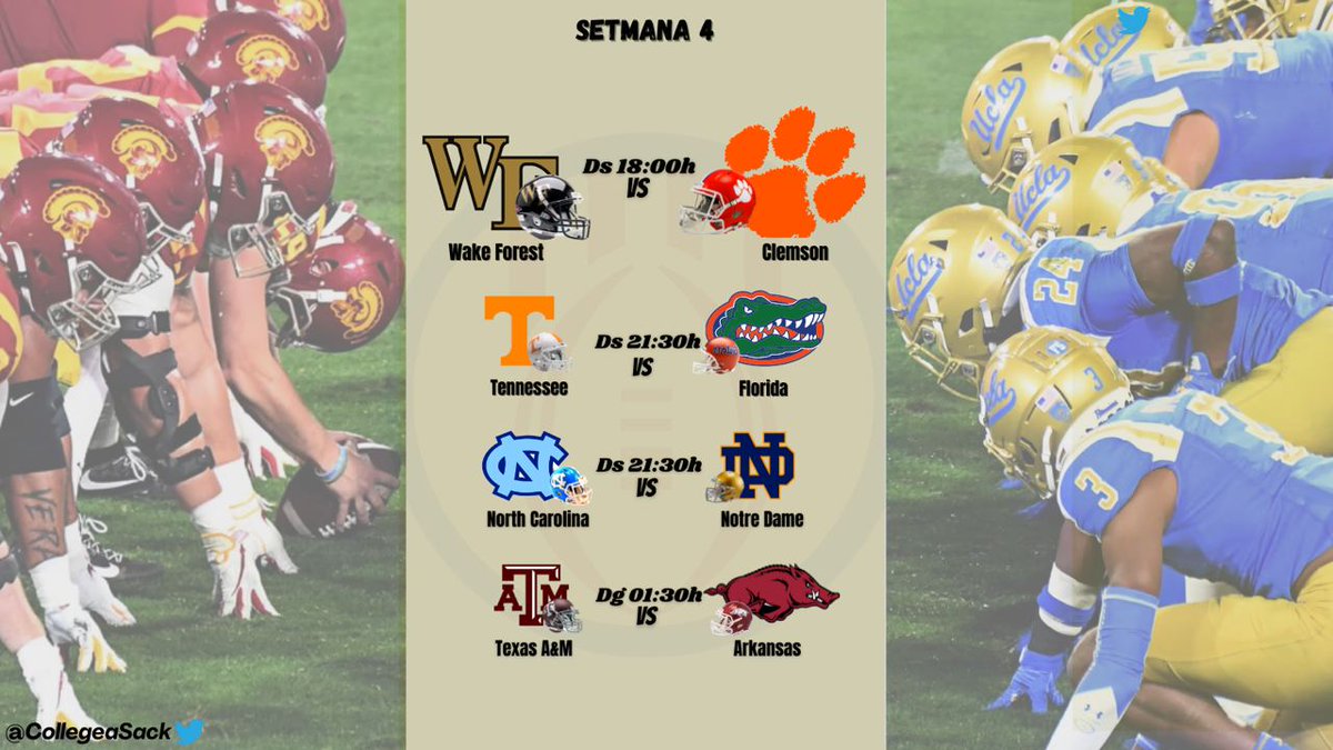 CollegeaSack's tweet photo. Aquesta passada matinada ja ha començat la #week4 a la #NCAAF

Continua avui...

I dissabte

Aquí👇🏾teniu les nostres recomanacions i un petit 🧶 de jugadors a destacar

Tard, però millor tard que mai, no? 😅

#Week4aSack   #NCAAFootball
#CollegeFootball 🏈 #aSack 👊🏾 https://t.co/HoAsCUCa6Z