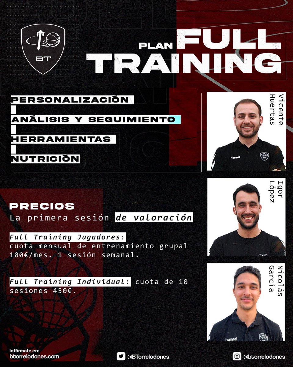 BTorrelodones's tweet photo. 🦾𝗣𝗟𝗔𝗡 𝗙𝗨𝗟𝗟 𝗧𝗥𝗔𝗜𝗡𝗜𝗡𝗚 𝗕𝗧🏋🏽

Conoces ya a nuestros preparadores físicos?…💥
Mejora tu condición física con ellos🫵🏼 

Plan dirigido para jugadores y jugadoras BT🏀

⬇️𝗧𝗼𝗱𝗮 𝗹𝗮 𝗶𝗻𝗳𝗼 𝗻𝗲𝗰𝗲𝘀𝗮𝗿𝗶𝗮 𝗰𝗼𝗽𝗶𝗮𝗻𝗱𝗼 𝗲𝗹 𝗹𝗶𝗻𝗸.
https://t.co/dbMWKYPOG5 https://t.co/s3CxChoDCT