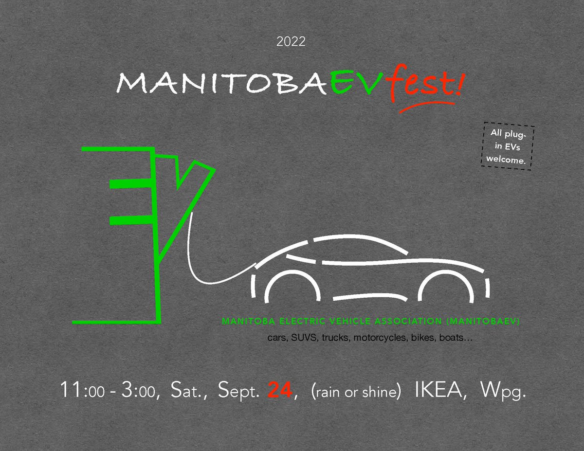 Don't miss the Manitoba Electric Vehicle Assoc.'s (ManitobaEV) 11th annual ManitobaEVfest! With many fine EVs to see and great folks to talk to, this festival is one for the books!