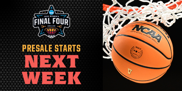 dallas_sports's tweet photo. 🎉 The 2023 Women’s Final Four is returning to Dallas! Witness the four best teams battle it out at the @AACenter on March 31 – April 2. 👀 Keep those eyes open next week for an exclusive presale code!

@WFinalFour | #WFinalFour | #DallasBIGWins https://t.co/WUwadQT0ml