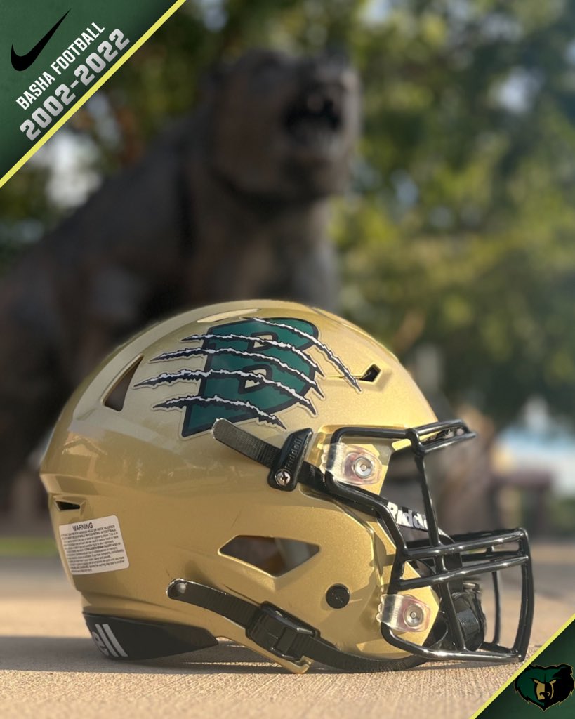 Tonight we honor Basha High School’s 20th Anniversary by wearing the first logo ever worn on a Basha Football helmet. #BuildingBasha