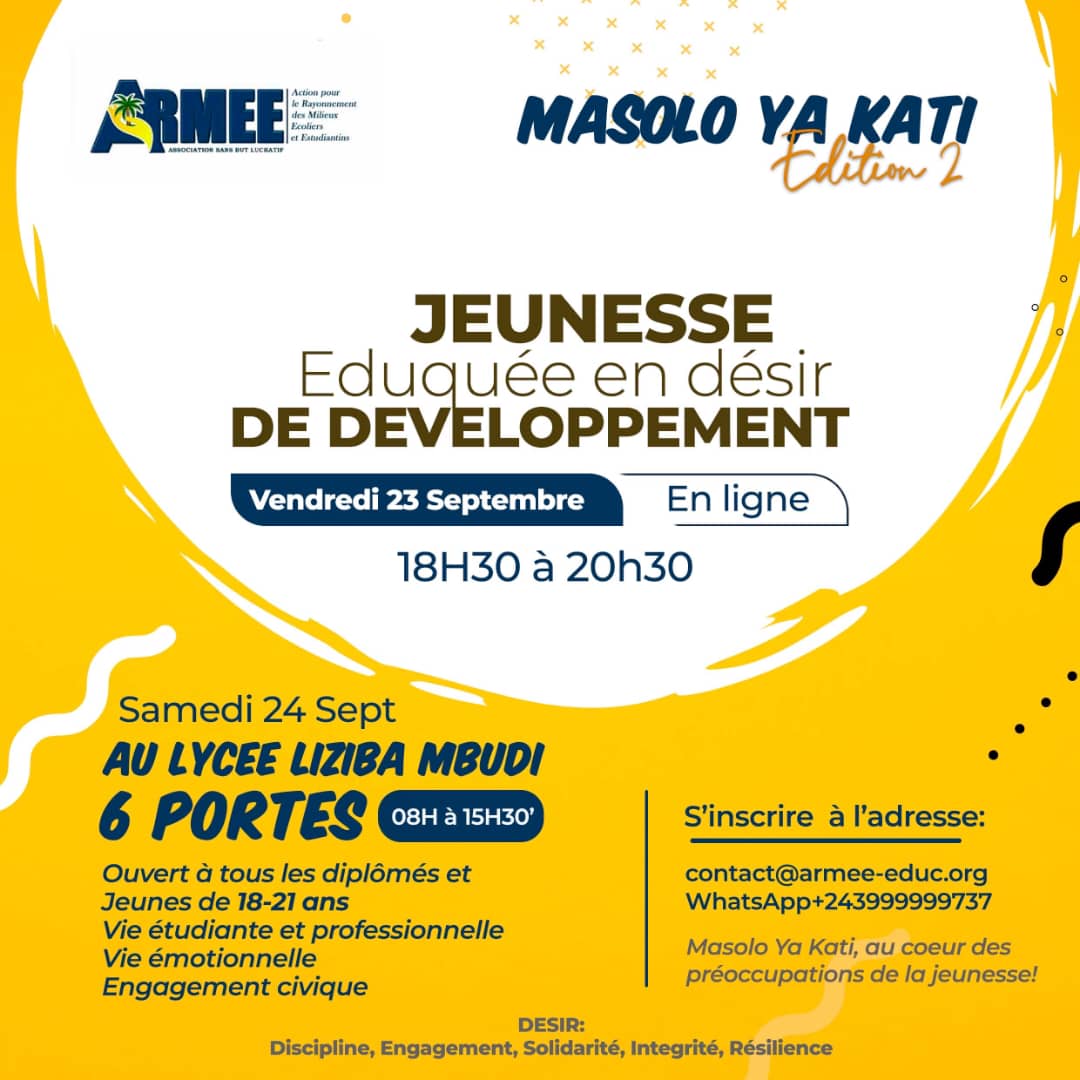 Ce samedi au Lycée Liziba à Mbudi au coeur des préoccupations de la Jeunesse!!! <a href="/Armee_EPATEMOI/">A.R.M.E.E Asbl</a> <a href="/LLiziba/">Lycée Liziba</a> @MinisterEPST <a href="/JeunesAmbassAfr/">Jeunes Ambassadeurs d'Afrique</a>