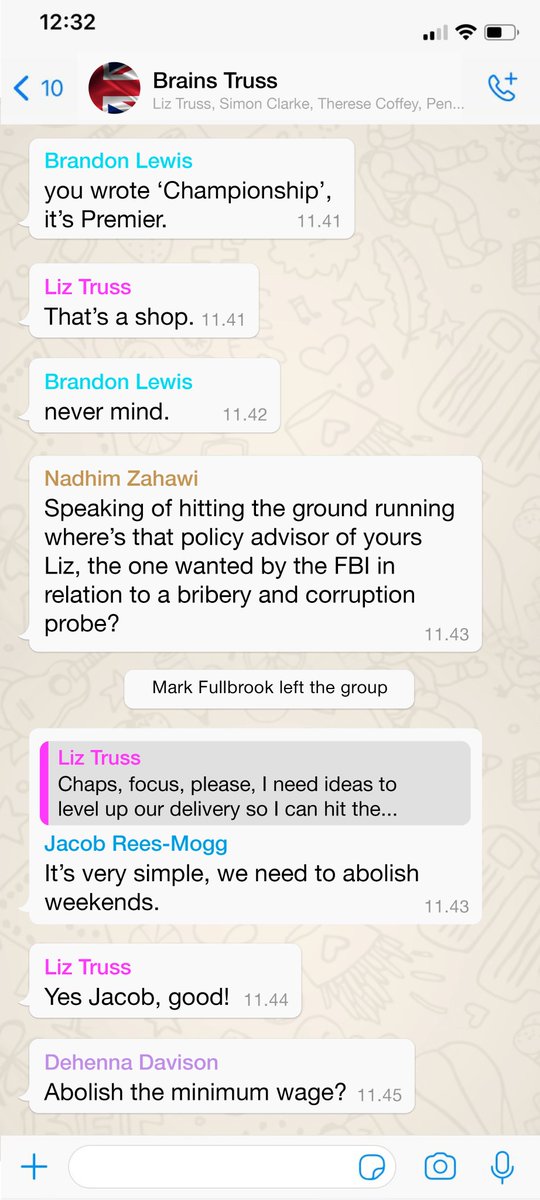 mrhenrymorris's tweet photo. BREAKING: Leaked WhatsApps from Liz Truss's brainstorming and ideas group. https://t.co/iHzy5ipYBW