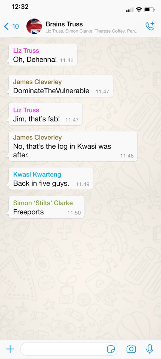 mrhenrymorris's tweet photo. BREAKING: Leaked WhatsApps from Liz Truss's brainstorming and ideas group. https://t.co/iHzy5ipYBW