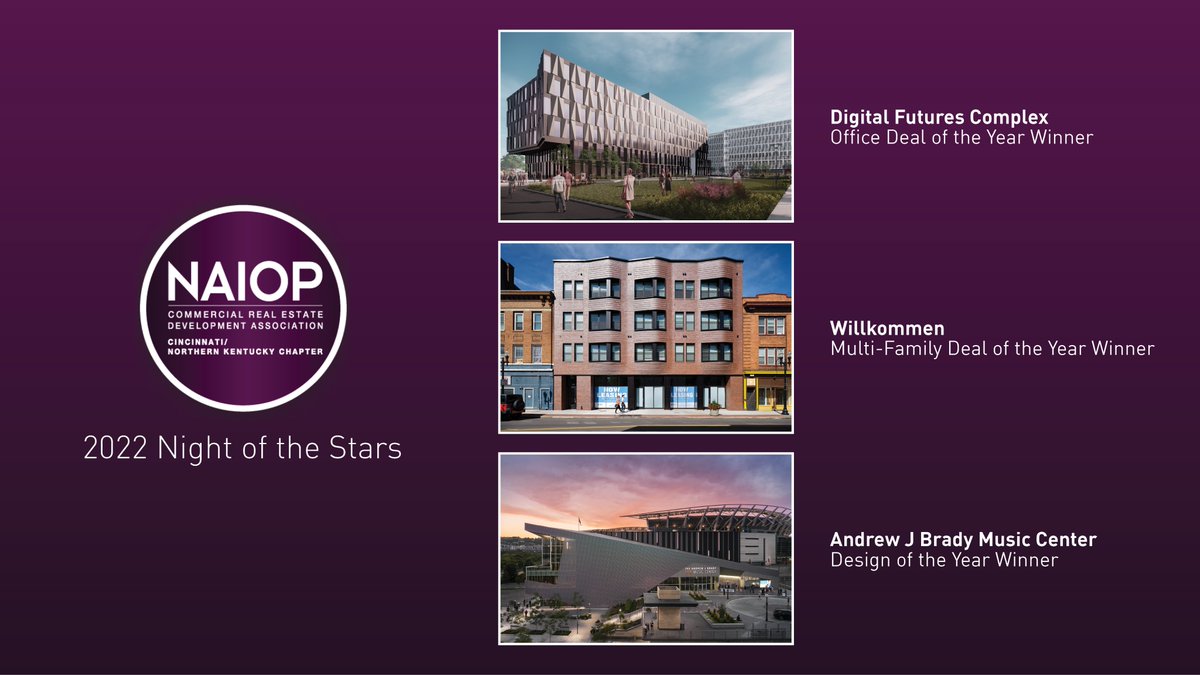 GBBNArchitects's tweet photo. GBBN + partners recently won 3 awards from @naiop_cincyoh: #DesignOfTheYear 4 @BradyMusicCtr, #OfficeDealOfTheYear 4 #DigitalFuturesComplex (@TerrexCincy , @jll, @UC_DigiFutures) + #MultifamiliyDealOfTheYear 4 #Willkommen (@modelgroup_mg).
https://t.co/90vkdRdqJe https://t.co/2uxIcw21rV