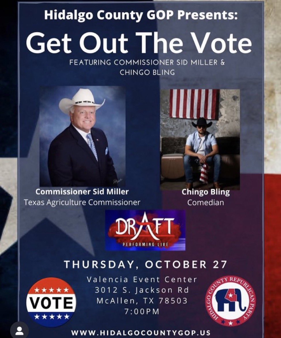 RubiconSGA's tweet photo. Early vote is around the corner! Make sure your registered to vote! Make sure you’re ready for the GOTV Rally of the Season w/ the @HidalgoCoGOP @MillerForTexas @ChingoBling #RGV https://t.co/sjuEzi6eY3
