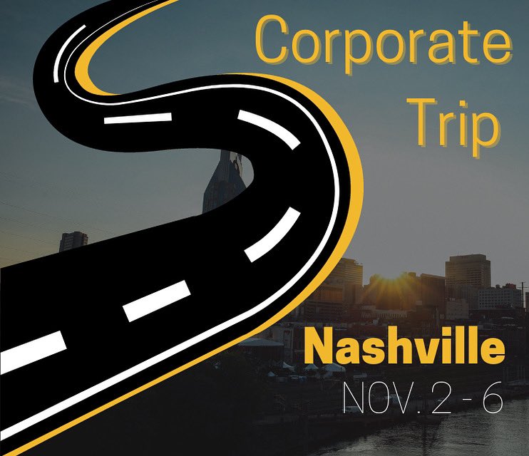 Pack your bags! We're headed to Nashvile, for this year's corporate trip. Interested in attending or want to get more details? Click the link our bio to join our email list. Deadline of the form is September 25.