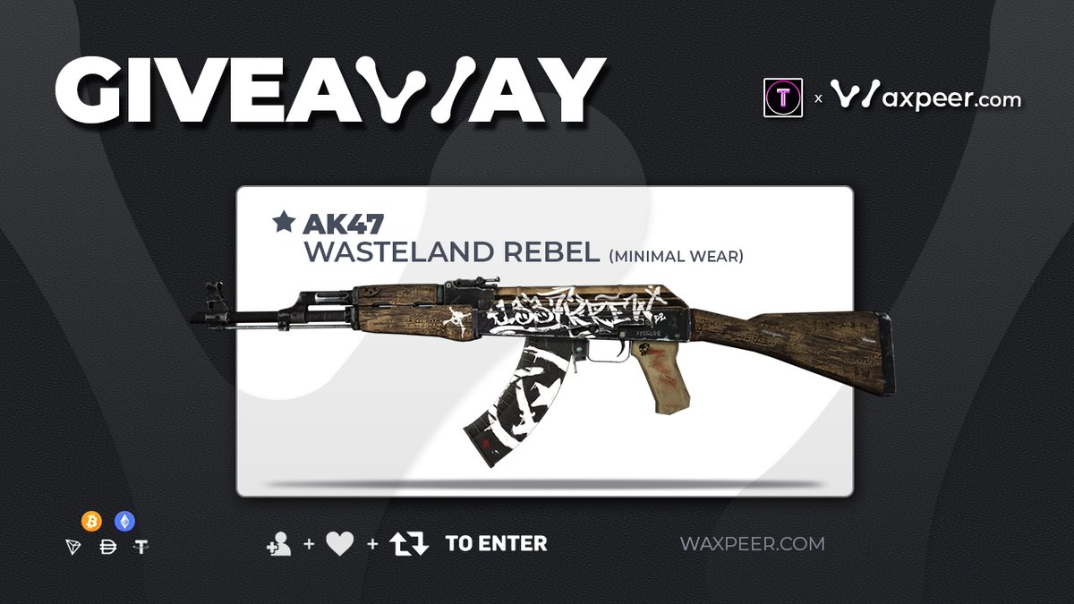 🔥 CS:GO GIVEAWAY 🔥

🎁 AK-47 | Wasteland Rebel ($40)

➡️ TO ENTER:

✅ Follow me &amp; <a href="/WAXPEER/">WAXPEER</a>
✅ Retweet
✅ Tag your friends

🗓️ Giveaway ends in 5 days!

#CSGO #CSGOGiveaway