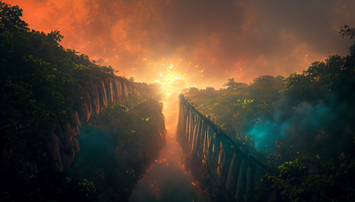 aaronglanfield's tweet photo. mayan stalae bridge in a ravine, point of view from the ground looking up, at sunset

#theorbsarchive #conceptart

#midjourney

#fantasyart #scifiart #scifimovies

#digitalart #aiart #aiartcommunity
#vfxartist #vfx #filmmaking
#cinematographerlife #fantasy #scifi #fantasymovie https://t.co/EyzGG8yNXc