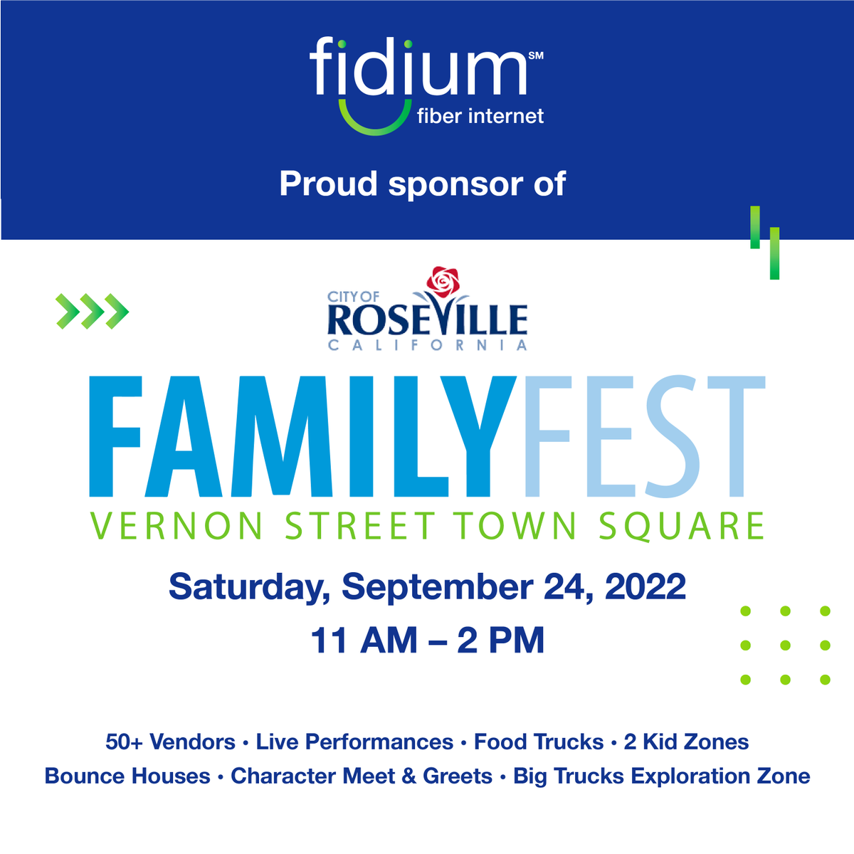 FidiumFiber's tweet photo. Fidum Fiber is a proud sponsor of the Roseville, California Family Fest —  we’d love to see you there! Enjoy live performances, kid zones, 50+ vendors, food trucks and more at this FREE annual event for all ages! Learn more: https://t.co/PN0Wco7Cpb

#FinallyFidium #RosevilleCA https://t.co/l9A48Wk8cV