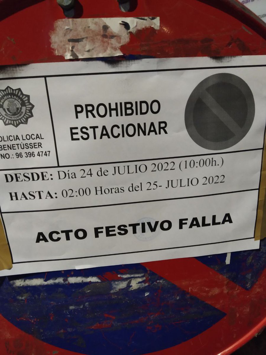 UmiAkai6's tweet photo. @PoliciaBntssr ésto es lo que me he encontrado al llegar a mi casa. Está puesto hoy día 23 de SEPTIEMBRE. Sólo espero que mañana cuando empiece el Acto Fallero no seáis capaces de mover ni un coche, pues con esa placa los vecinos tenemos todo el derecho de seguir aparcando. https://t.co/BsQPwLMTXb