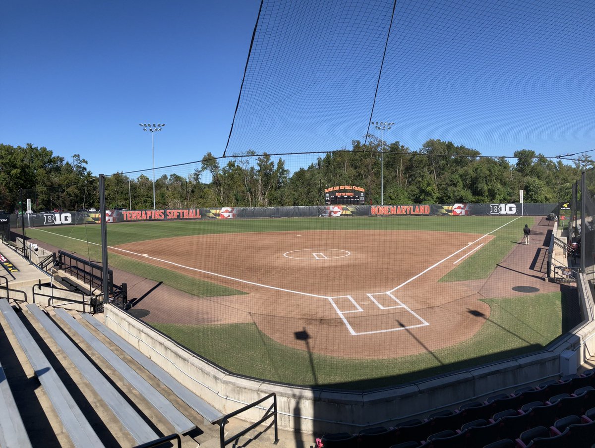 UMDGroundsCrew's tweet photo. Maryland Softball Stadium ready for tonight’s scrimmage. Go Terps! @GoCoacher @Coach_Doria @CoachJohnGarris @LauraHeberling https://t.co/lsDp3qZfdg