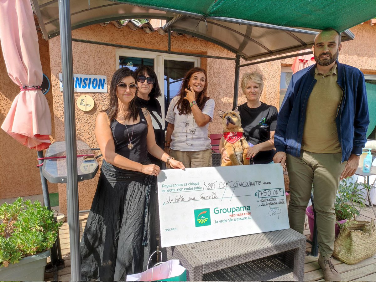 DominiqueDurini's tweet photo. @GroupamaMed La caisse locale du Rivesaltes a fait un don de 750 € à la Pdte C.Legrand  de l'#association Un Gîte une Gamelle en présence de la Pdte et Vice Pdte M. Banyuls et A.Batlle, de J.S Sola collaborateur à l'agence et de D.Durini RTI des P.O. https://t.co/yLzPaozba1