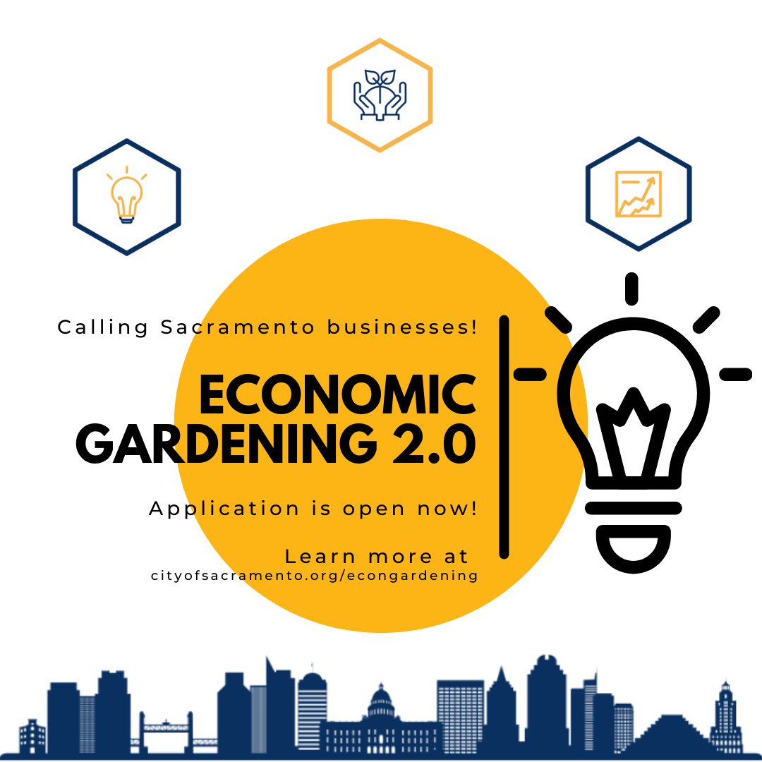 TheCityofSac's tweet photo. Local businesses can apply to participate in the City’s Economic Gardening 2.0 program, which offers companies up to $50,000 in matching funds for future growth. Apply by Oct. 4! Learn more: https://t.co/I9TyGpBJnZ https://t.co/Y2ddUyGGP8