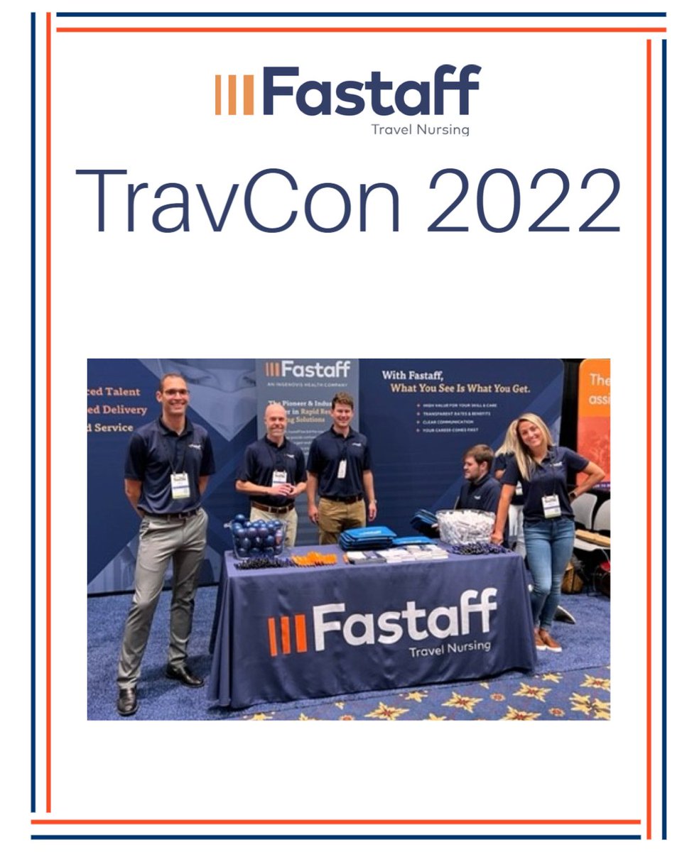 fastaff_nursing's tweet photo. The Fastaff recruiters had a blast at TravCon this week, and we hope you came back from Vegas excited for all the success you're bound to have in your travel nursing journey. Visit our website for more info: https://t.co/5Ojwjgx5wB https://t.co/e9T2lj2Dxm