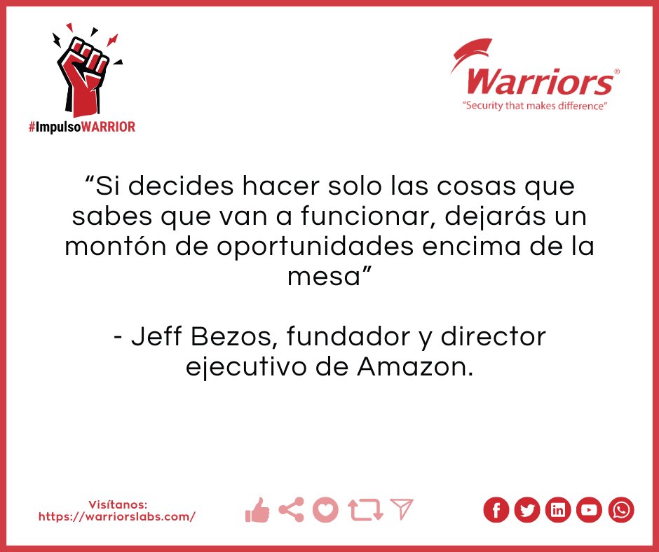 #ImpulsoWARRIOR Con tu apoyo podremos estar más cerca de ti y con nuestras soluciones ¡tendrás resultados efectivos, constantes y seguros para tu organización!

Síguenos en nuestras redes sociales y en nuestro BLOG warriorsdefender.mx