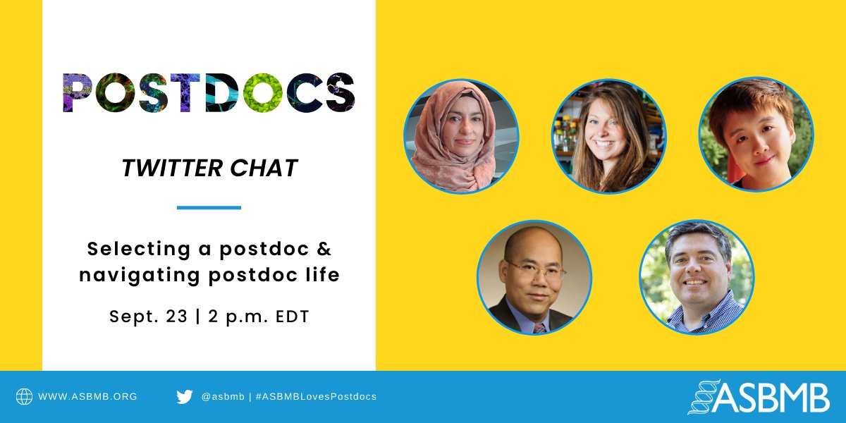 ASBMB's tweet photo. That's all the discussion questions we have for today. Thank you so much to our panelists for joining! We so appreciate you sharing your experiences and expertise. Stay tuned for the Twitter moment to capture the chat! #ASBMBLovesPostdocs https://t.co/zEoZyLHu5U