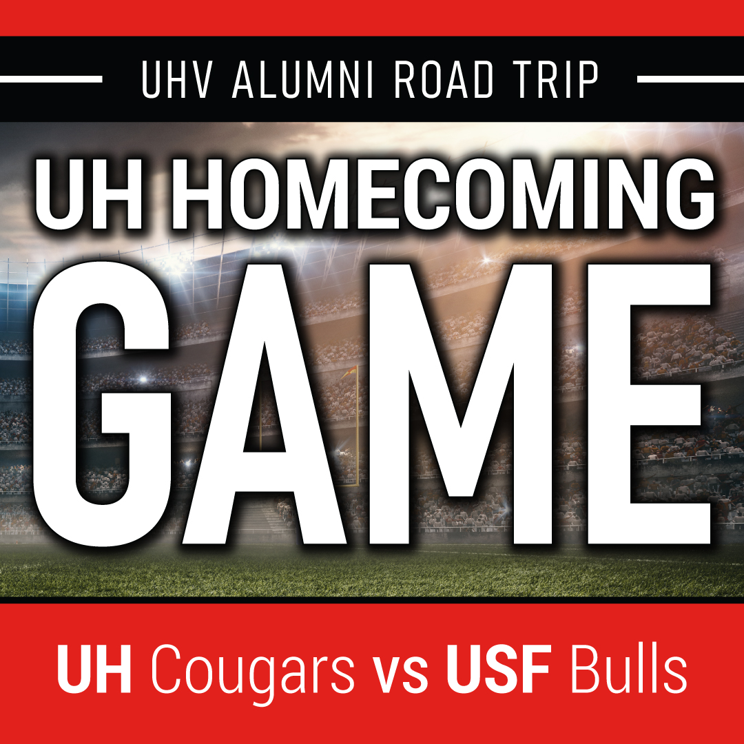 UHVAlumni's tweet photo. Let's go cheer on the UH Cougars at our next UHV Alumni Road Trip🏈

Join us for a fun day of football on Sat., Oct. 29 as the Cougars take on the USF Bulls at their homecoming game at TDECU Stadium.

Tickets can be purchased here: https://t.co/L8wIUzeGpn https://t.co/Ly7i68ixhs