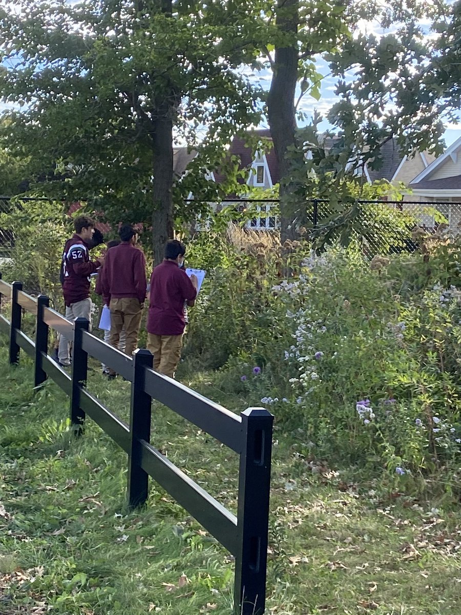 Beautiful crisp morning in the Morton West prairie. Students collecting data for their student driven Garden Investigations. #mortonpride