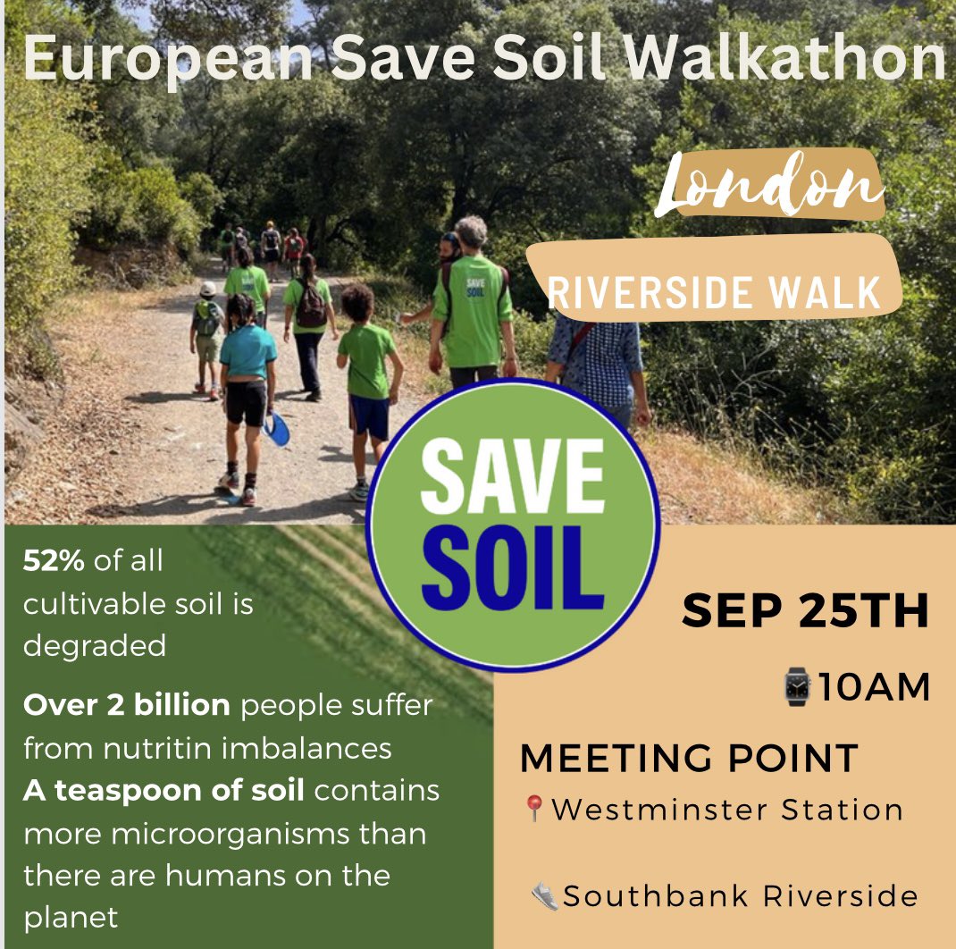 Let’s do this #london 👟Join us for a #WalkForSoil this sunny Sunday @cpsavesoil #riversidewalk #SaveSoilMovement #londonwalk