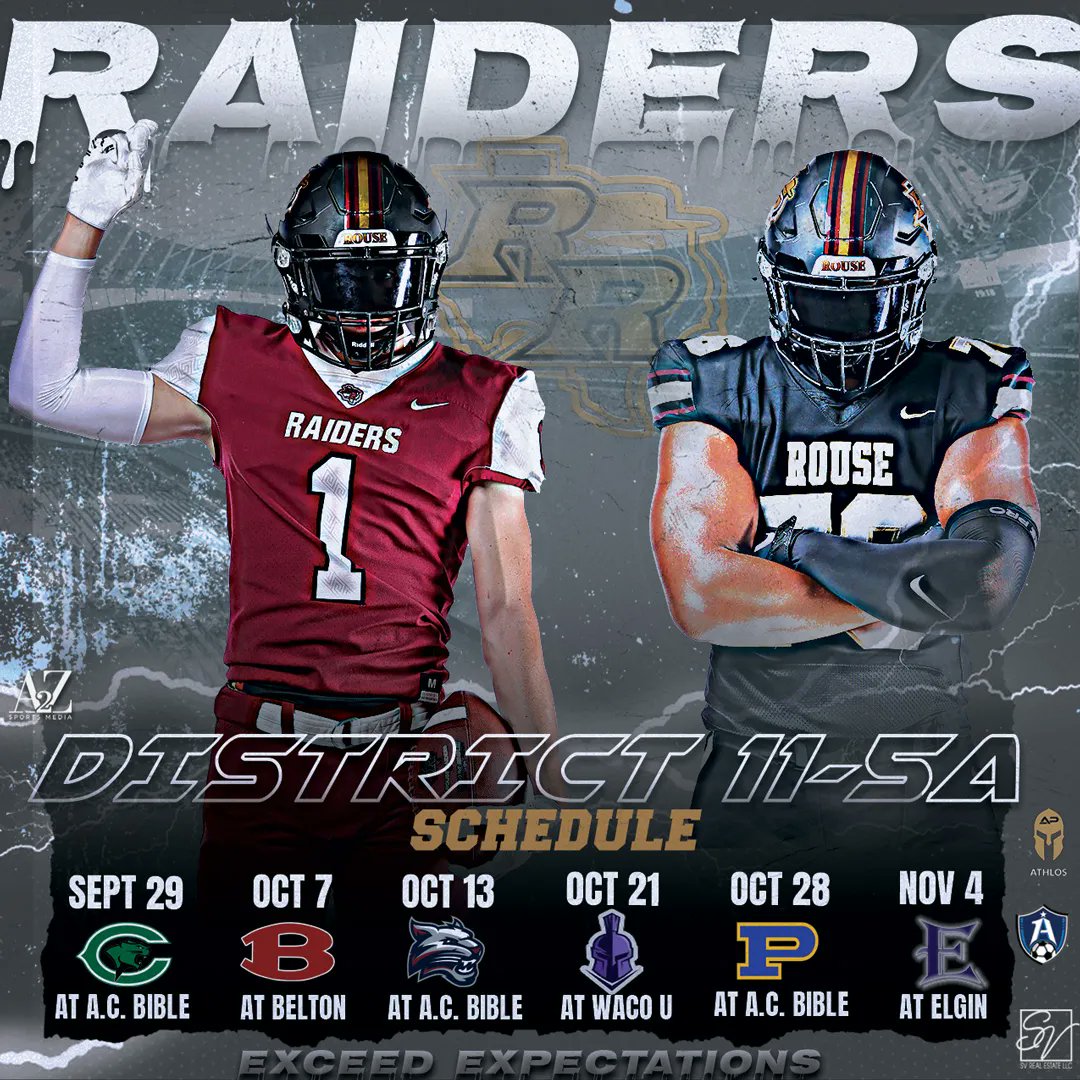 A2ZSportsMedia's tweet photo. Bye Week is over for @1RoUSeFB...start of the "2nd season" begins next week.
Here is what that will look like.... @RouseRaidersFB @FlxAtx https://t.co/jSC21ygIX9