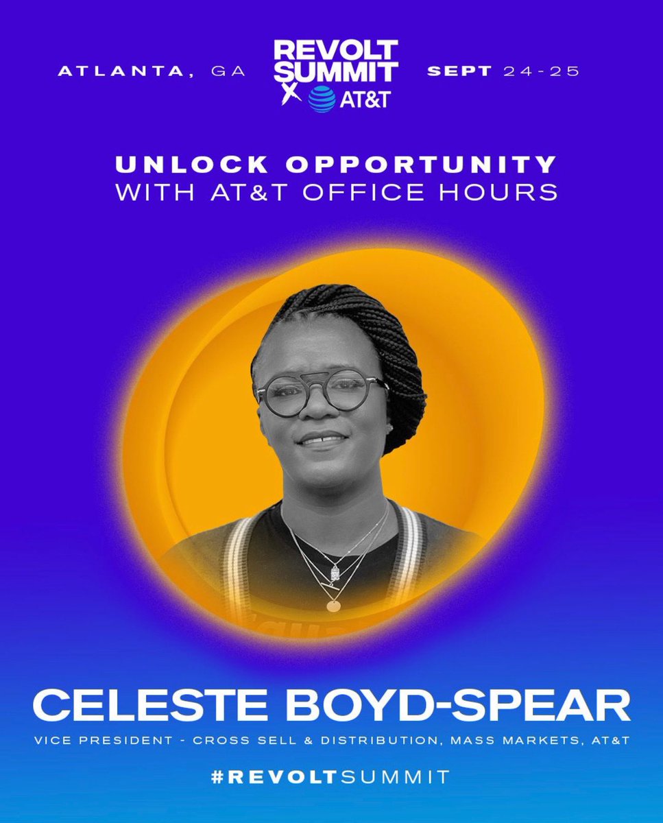 Excited to be serving as an AT&T Office Hours Mentor at the upcoming REVOLT Summit x AT&T. To sign up for a 10 min one-on-one session with me please visit REVOLTSummit.com #LifeAtAtt