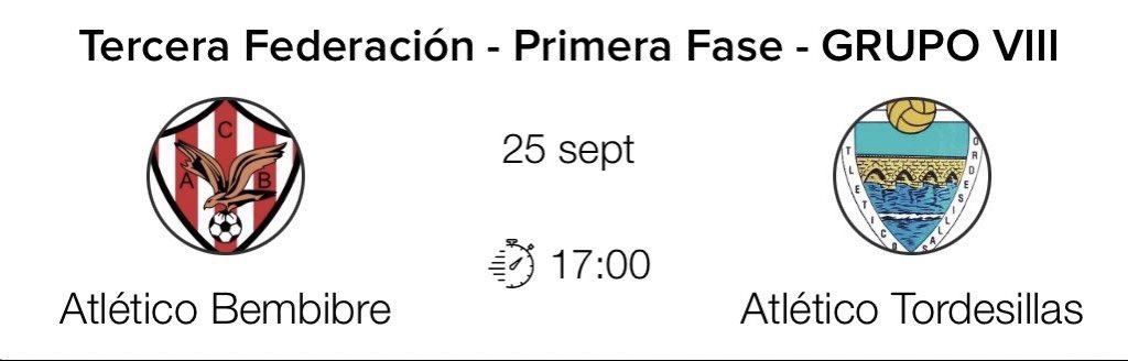 AtcoBembibre's tweet photo. ¡ɴᴏs ᴠᴇᴍᴏs ᴇʟ ᴅᴏᴍɪɴɢᴏ ᴇɴ ʟᴀ ᴅᴇᴠᴇsᴀ!

🏆 Tercera RFEF 

📅 Domingo 25
🕖 17:00
🏟 ʟᴀ ᴅᴇᴠᴇsᴀ

@AtcoBembibre - @AtcoTordesillas 

#VamosÁguilas https://t.co/qXj3ROPFRK
