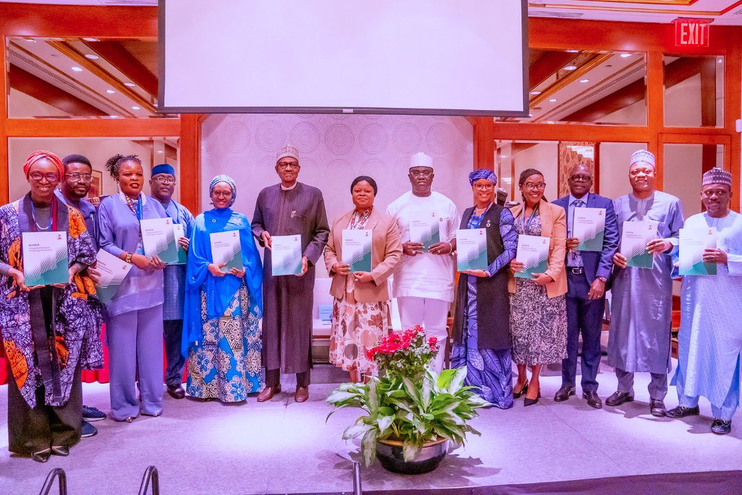 Adejoke_O_A's tweet photo. Today on the Margins of the #UNGA77 HE. President @MBuhari Launched #INFFNigeria Report! This occasion marks a significant milestone in our commitment and efforts to achieve the SDGs in Nigeria. Indeed, following the historic adoption of the SDGs in September 2015. #FinancingNig https://t.co/S5g3XfkKi9