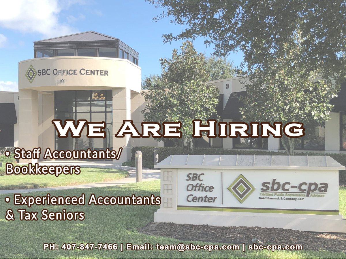 Take your career to the next level by joining the Swart Baumruk &amp; Company, LLP (sbc-cpa) team.
- bit.ly/3DNdUQA #hiring #HIRINGNOW #Accountants #CPA  #bookkeepers #sbccpa