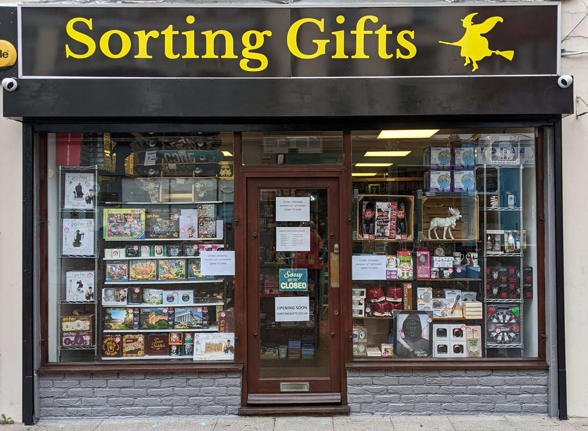 Oi Oi! Back from injury time! New shop opens Monday 26th September at 44 Guildhall Street, Folkestone, Kent, CT20 1EE Opening Times: Monday 10am-4pm Tuesday 10am-4pm Wednesday Closed Thursday 10am-4pm Friday 10am-4pm Saturday 10am-4pm Sunday Closed sortinggifts.co.uk