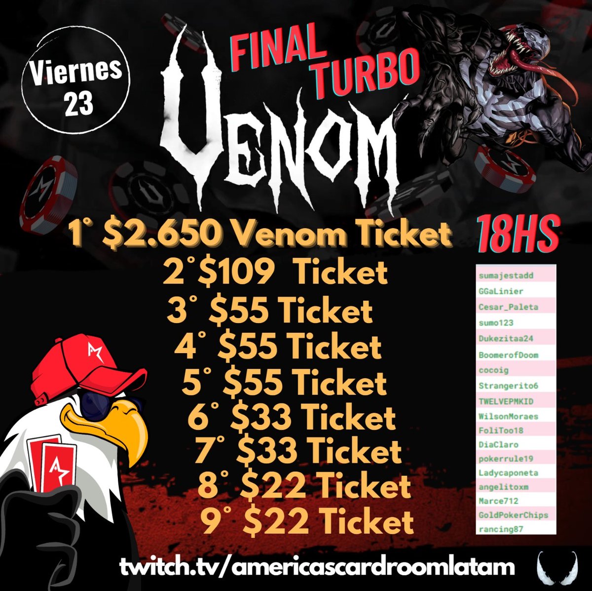 ProgressiveDre1's tweet photo. Hoy a las 18:00 hs Final TURBO, acá los clasificados:
17:30 largamos con las transmisión! los esperamos!
🎟️$10.5 ticket🎟️SORTEO #acrgiveaway 

Seguir
☑️@AcrLatam
☑️https://t.co/Xr0afK6RlB
☑️https://t.co/BX7paJoh9Y
☑️@ProgressiveDre1

☑️RT 🙏
☑️NICK+tag 3 amigos 🥳 https://t.co/s1DCRvyaM1