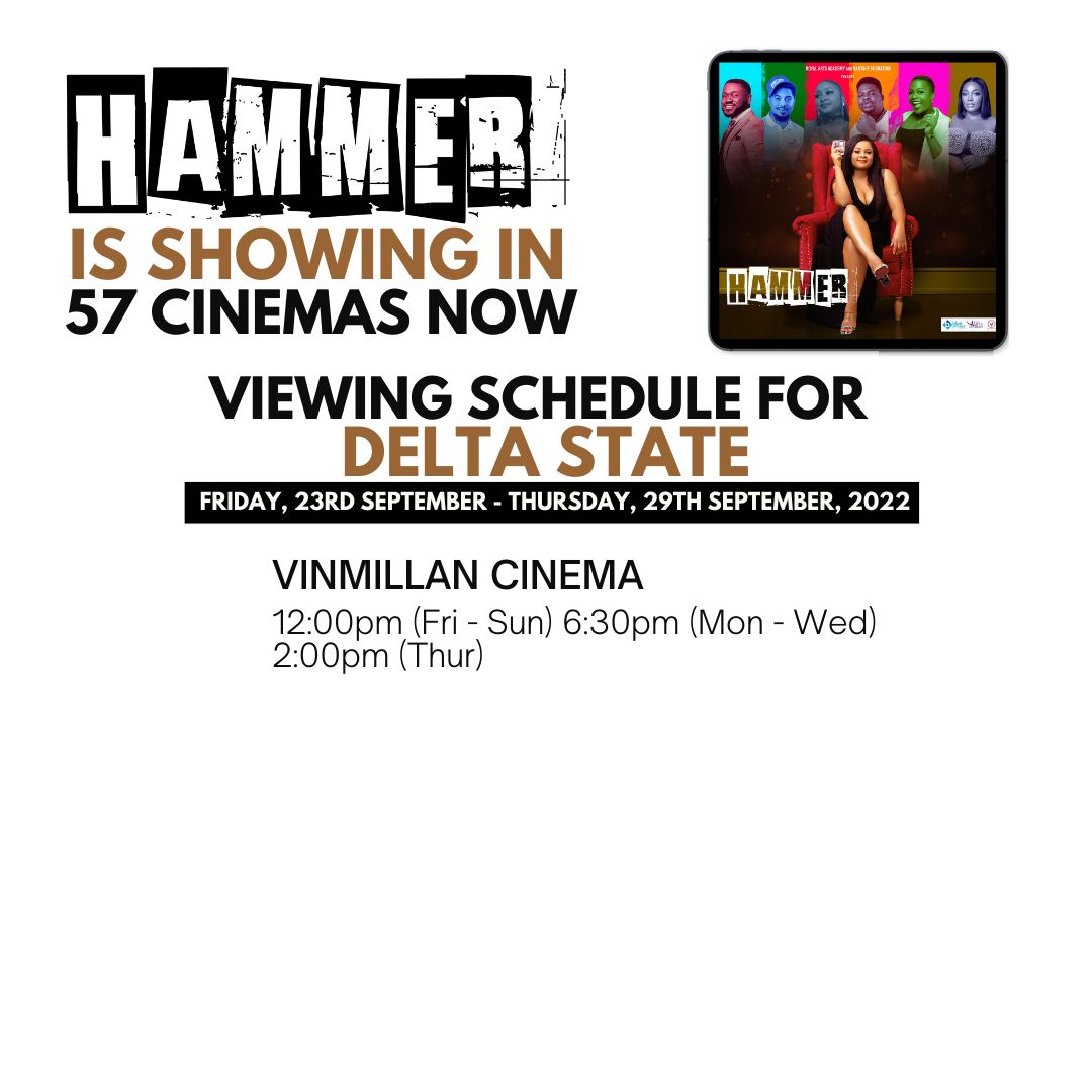 DIAMONDGRACENAT's tweet photo. Our movie schedule is out!!!

Make out time to watch the movie HAMMER.

#HAMMERTHEMOVIE https://t.co/rRqJuULM2K