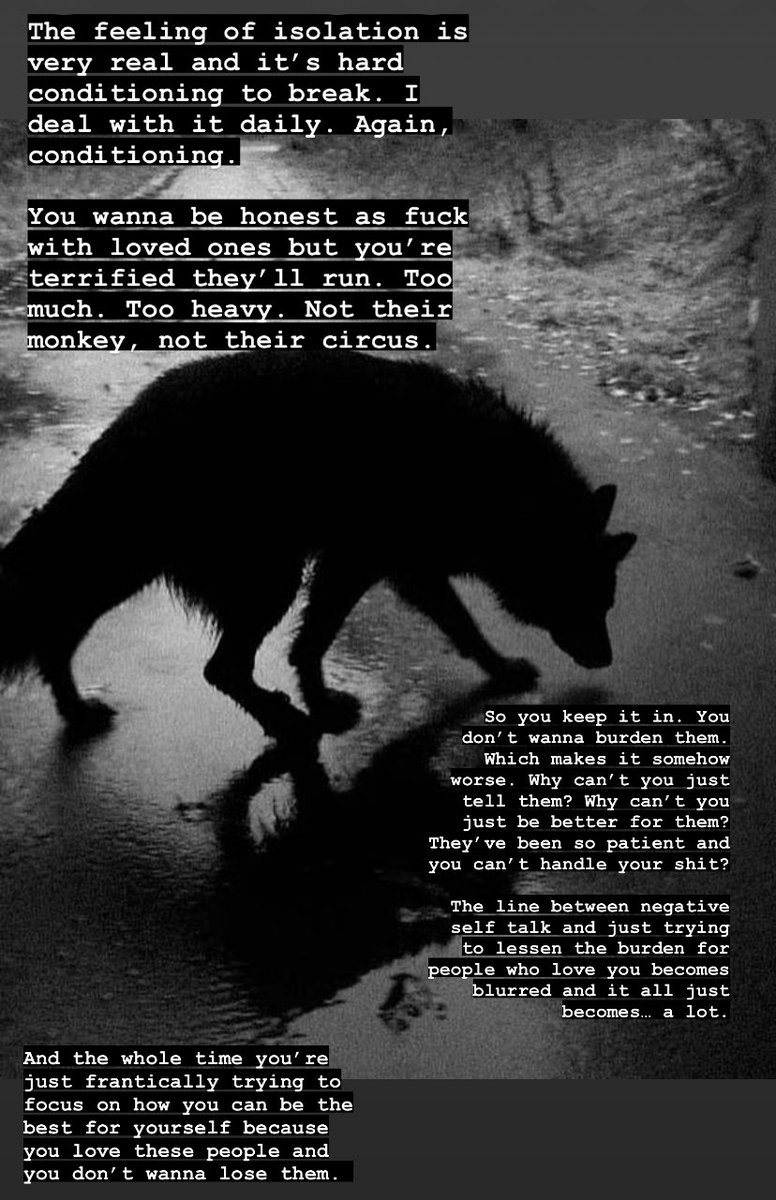 GamerageWolfy's tweet photo. The closer I get to the end of my lifespan (via natural causes, relax) the more I feel I’m running out of time to fix myself. 

Shit, I’ve been raw dogging this since birth. I’m so goddamn scared of it all ending when I’m not ready, when I haven’t found love and contentment. https://t.co/CUoBDpdJZB