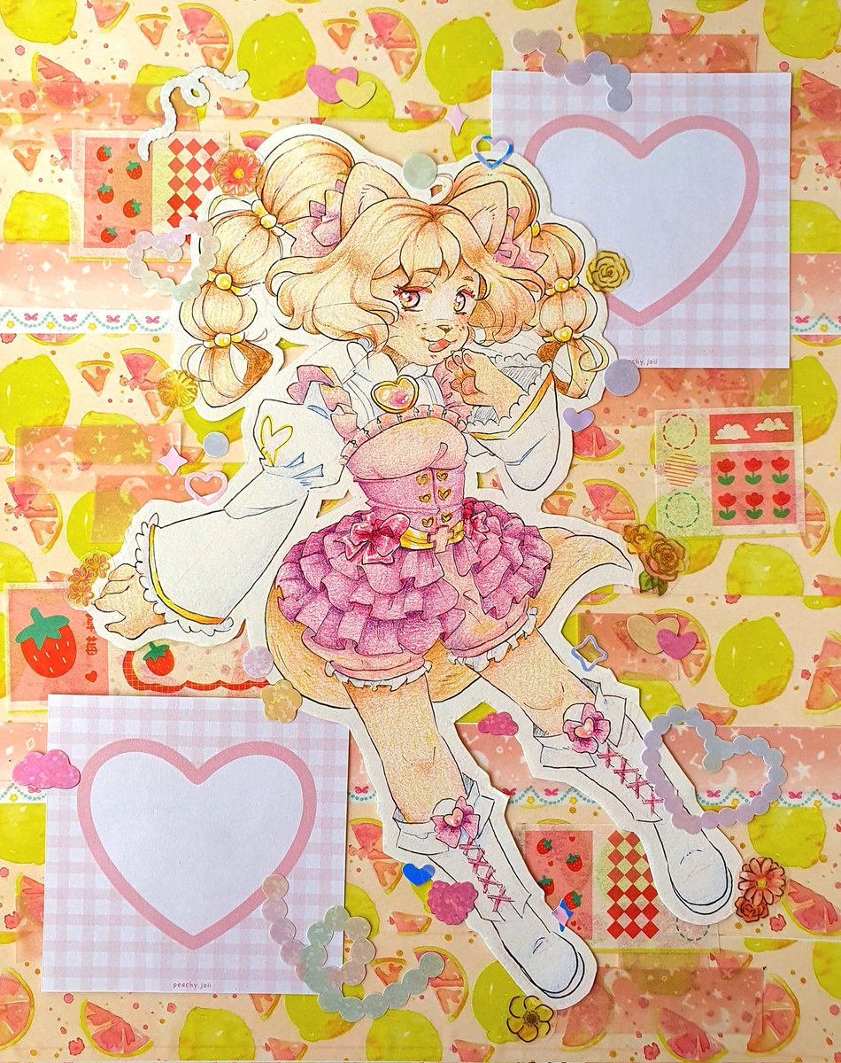 cutestpigeon's tweet image. Fancure server has the annual art fight rn and I've been using it as an excuse to use my traditional art products more 💖 posca pens, coloring pencils, water colors, washi, and stickers!