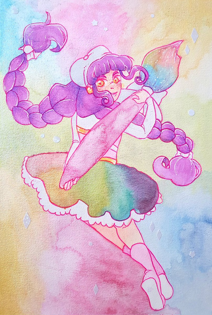 cutestpigeon's tweet image. Fancure server has the annual art fight rn and I've been using it as an excuse to use my traditional art products more 💖 posca pens, coloring pencils, water colors, washi, and stickers!