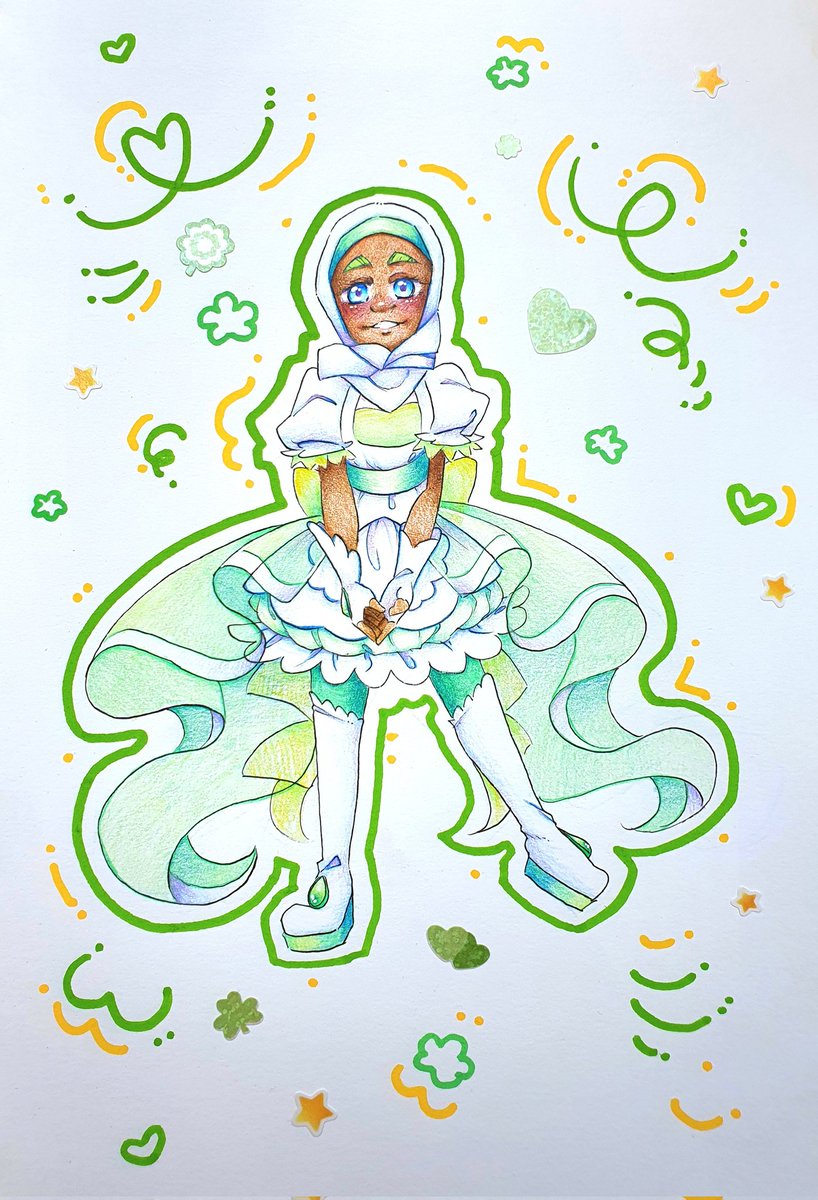 cutestpigeon's tweet image. Fancure server has the annual art fight rn and I've been using it as an excuse to use my traditional art products more 💖 posca pens, coloring pencils, water colors, washi, and stickers!