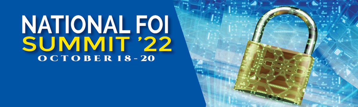 NFOIC's tweet photo. Unlock next-level #FOI understanding by registering for the #FOISummit22 sponsored by @BloombergLP, @FSU_COM, and @knightfdn online Oct. 18-20! https://t.co/VgJdwqXTvS #MediaLaw #Journalism #Investigativetools #Transparency #NFOIC #Conference #Advocacy #OpenGov #FirstAmendment https://t.co/8i7FuQq7NS