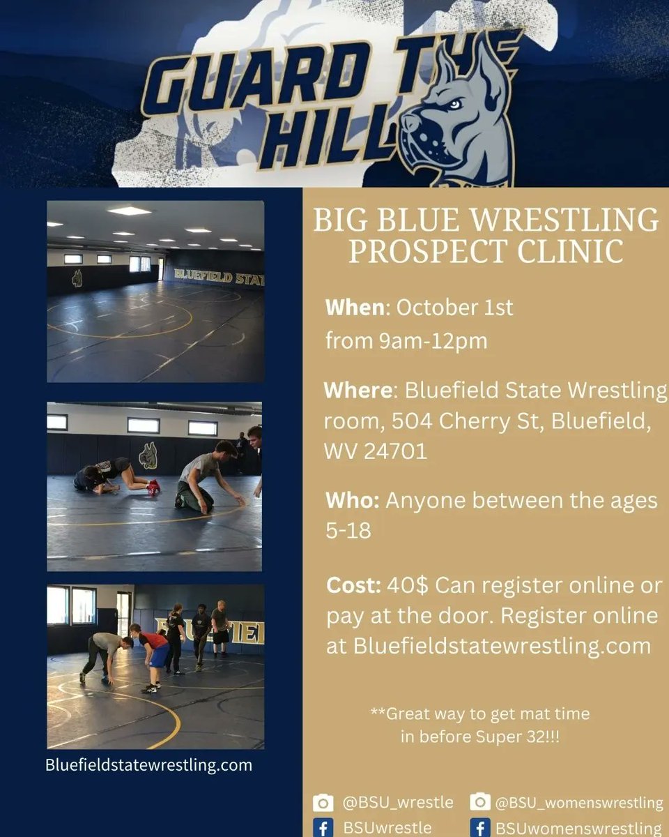A little over a week away from round 2! Register today at bluefieldstatewrestling.com