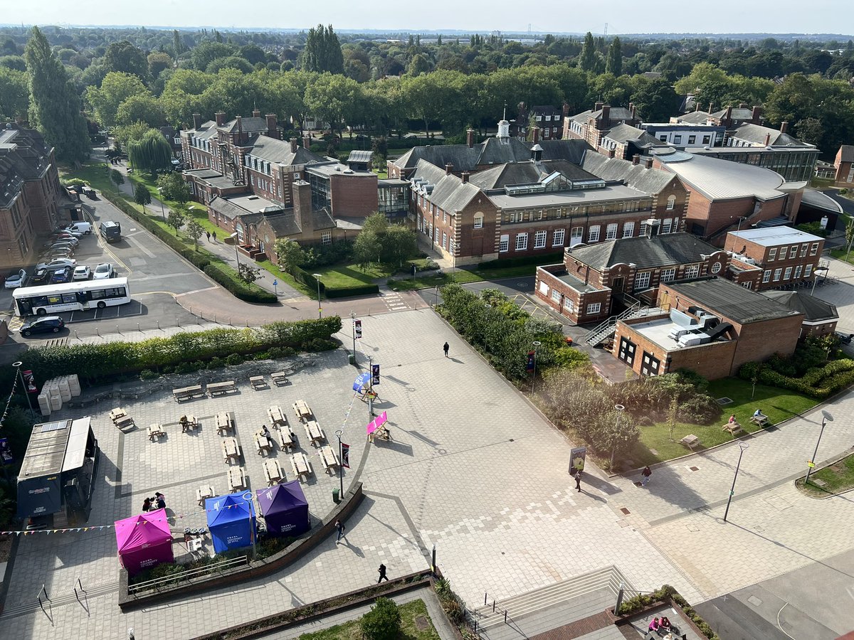 End of welcome week @UniOfHull we have over 260 new arrivals to @HullCompSci @hull_CSS The view from the library on a warm autumn day shows the campus off!