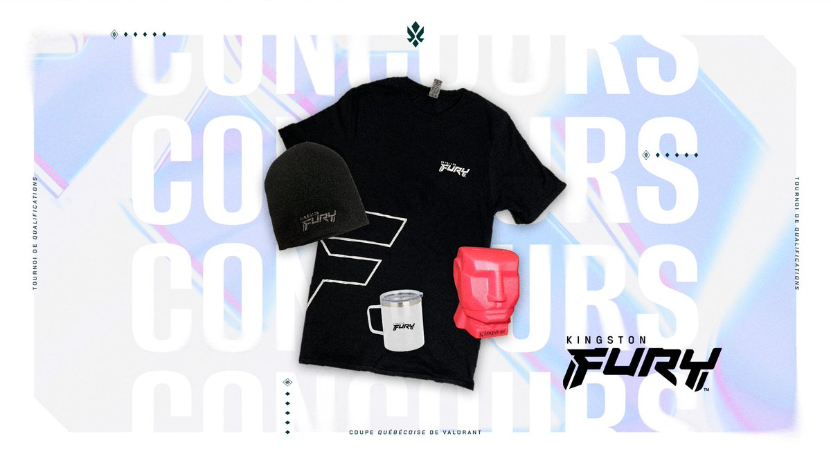 CQV_Officiel's tweet photo. Assurez-vous de participer à notre concours pour célébrer le lancement de la ligue ‼️

Courez la chance de gagner du swag de Kingston FURY.

Pour participer :
1) Suivez @Valo_QC &amp; @kingstontech 
2) Retweet
3) Confirmez votre participation : https://t.co/rtXC2uicMR https://t.co/EccUgmgIan