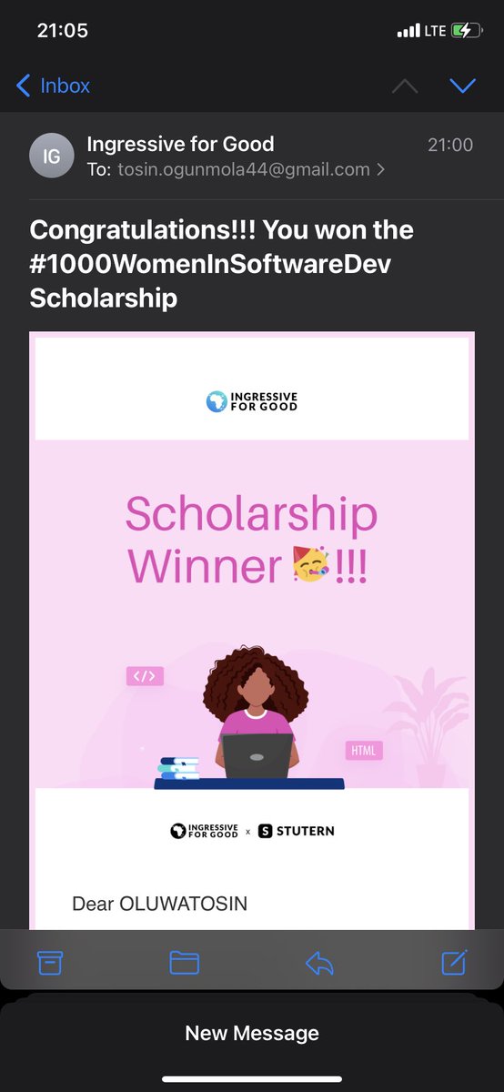 omolademiii's tweet photo. I just won the #1000WomenInSoftwareDev scholarship. I’m about to learn coding and software development. Thanks to @ingressive4Good and @StuternHq..
I’m so happy about this one🥳💃🏽😭💃🏽💃🏽… I smell serious growth mehn💃🏽 https://t.co/KlJAkI3DCe