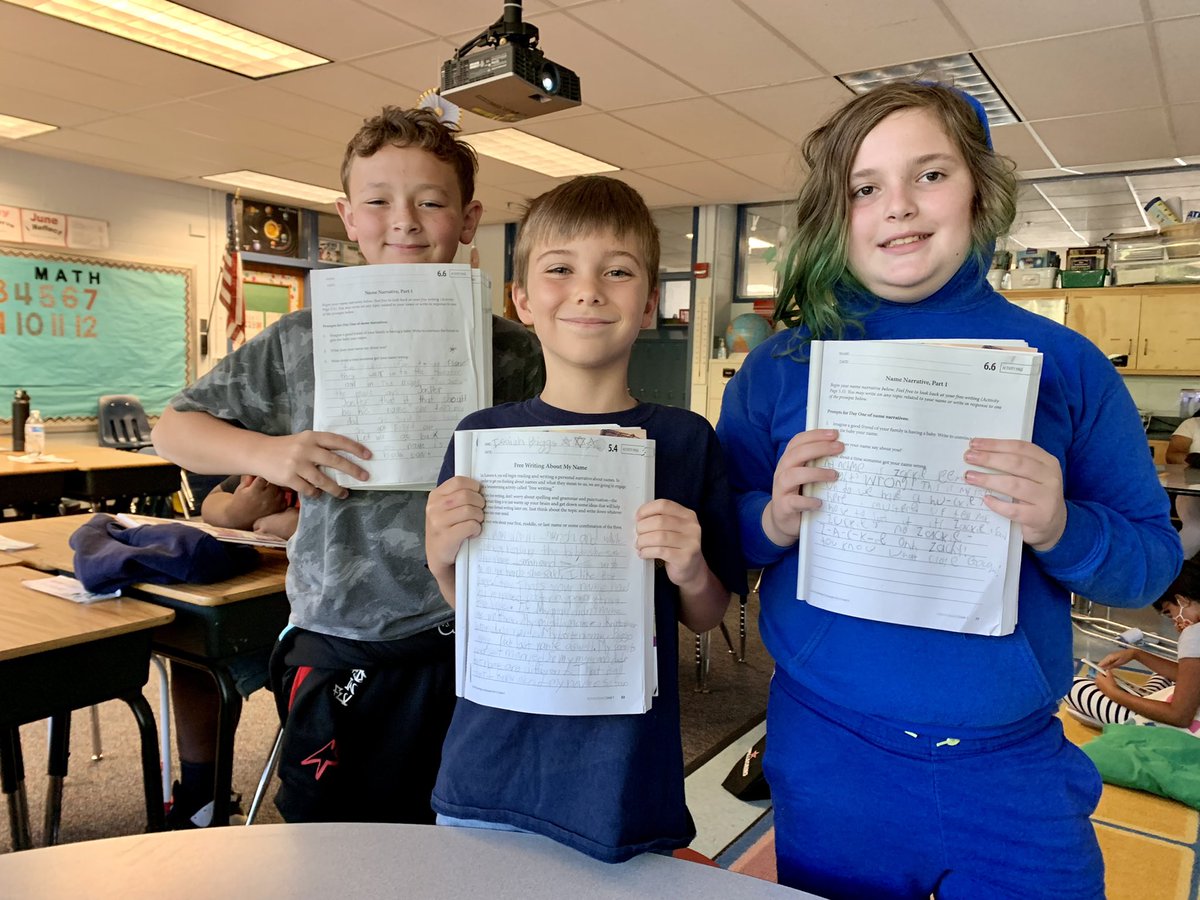 We’re still getting used to our new Language Arts workbooks, but these narratives are some of their best writing yet! Students are so excited to share their name narratives with each other and we all love learning the stories behind our unique names! <a target='_blank' href='http://twitter.com/CampbellAPS'>@CampbellAPS</a> <a target='_blank' href='http://twitter.com/APSLiteracy'>@APSLiteracy</a> <a target='_blank' href='https://t.co/dzcwAMUwSu'>https://t.co/dzcwAMUwSu</a>