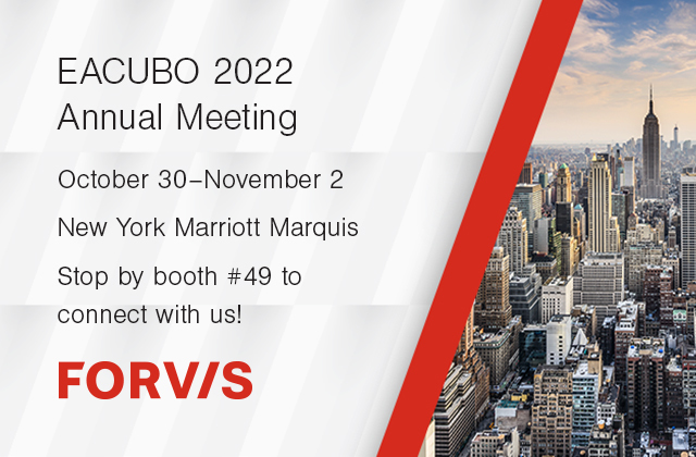 MarjorieHull's tweet photo. Come say hello to our team at the EACUBO 2022 Annual Meeting in New York City! @FORVIS’ team will be there for networking opportunities and to help generate innovative ideas. https://t.co/GPh62OyT3U https://t.co/CDPwUIr6cm