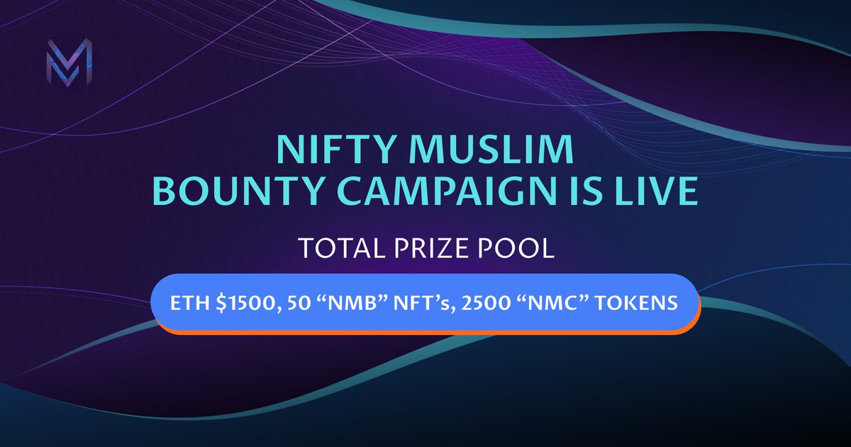 NiftyMuslim's tweet photo. 🔥Nifty Muslim bounty campaign is live🔥
Duration: 23rd of September to 24th of October
 
📢Total prize pool is ETH $1500
📢50 “NMB” NFT’s
📢2500 “NMC” tokens
📢Allocated between 193 winners
 
➡️Join now: https://t.co/otXMaNQhmz 
 
#airdrop #bounty #metaverse #Web3 #Gleam https://t.co/QKwWfKGG0Z