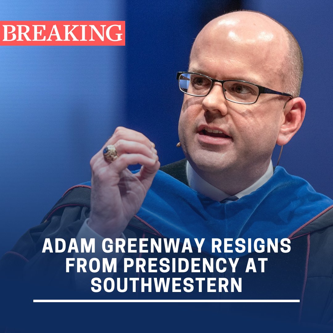 BaptistPress's tweet photo. BREAKING: @AdamGreenway has resigned from from the @swbts presidency and accepted a position at @IMB_SBC.

Full story to come. https://t.co/0a5Dk2gA5x