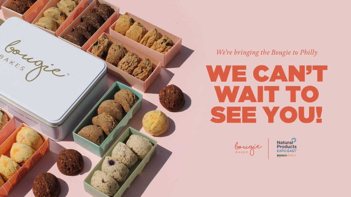 BougieBakes's tweet photo. Bougie Bakes is heading to Philly next week- can't wait to see everyone at @NatProdExpo!

Please reach out if you'd like to schedule time with the team.

 🍪 🍪 🍪 🍪 🍪

#expoeast #expoeast2022 #naturalfoods #keto #glutenfree #dairyfree #sugarfree #healthyfood #cookies #cpg https://t.co/KET6yanqI7