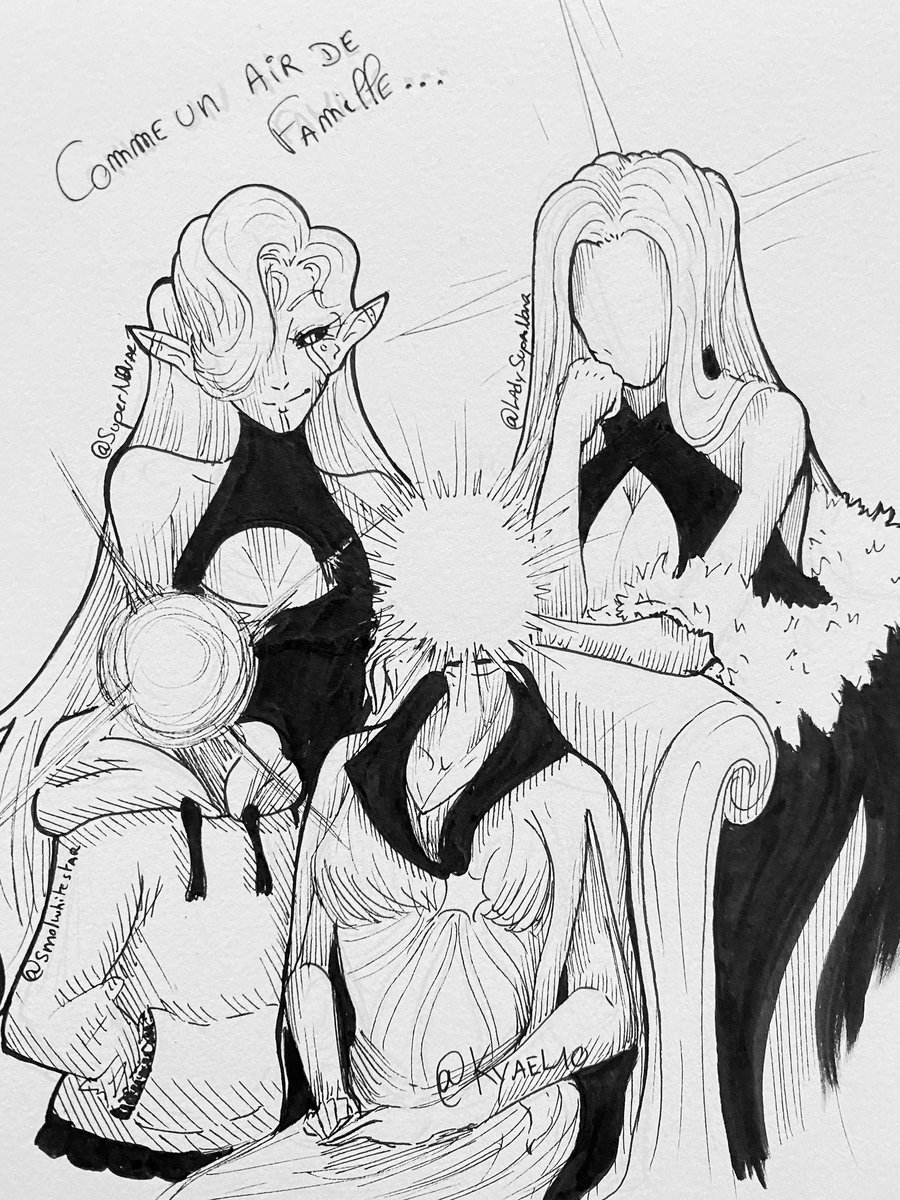 Je passe en coup de vent pour un dessin #Universona 
« Comme un air de famille… »
4 Novas réunies ici
<a href="/SuperN0vae___/">Super Novae</a> <a href="/LadySupaNova/">Lady Nova</a> <a href="/smolwhitestar/">Micronova</a>