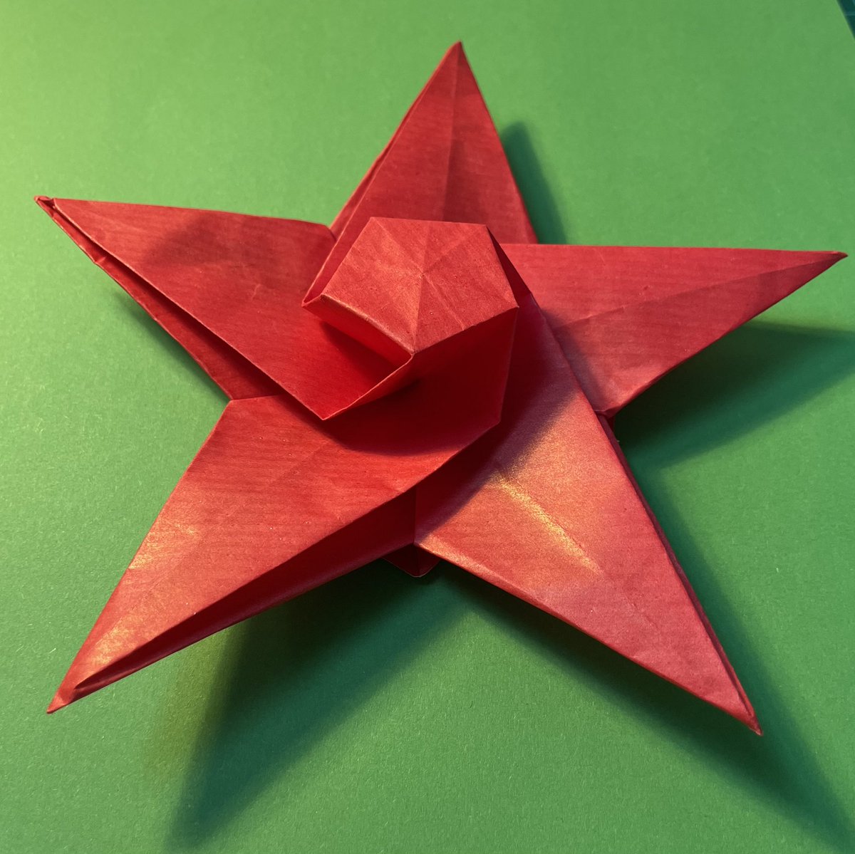 Popping star by Etai Bokea, folded by me. #origami #owm3